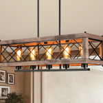 Houten frame kroonluchters in restaurants