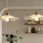 Lotus kunst glazen hanglamp met frosted effect
