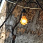 Photo weathered oak wooden lamp
