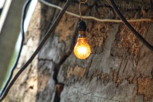 Photo weathered oak wooden lamp
