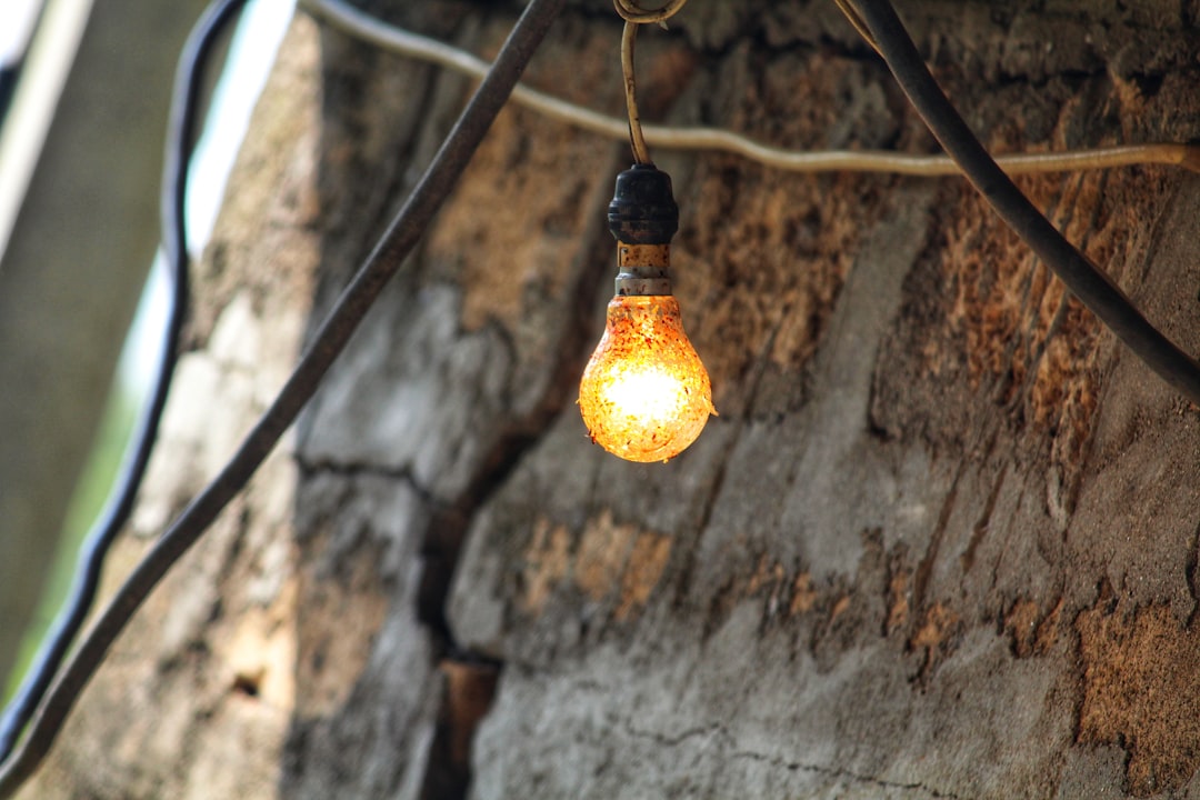 Photo weathered oak wooden lamp