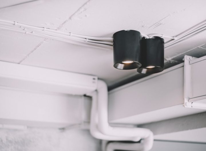 Photo industrial metal flush mount ceiling lights